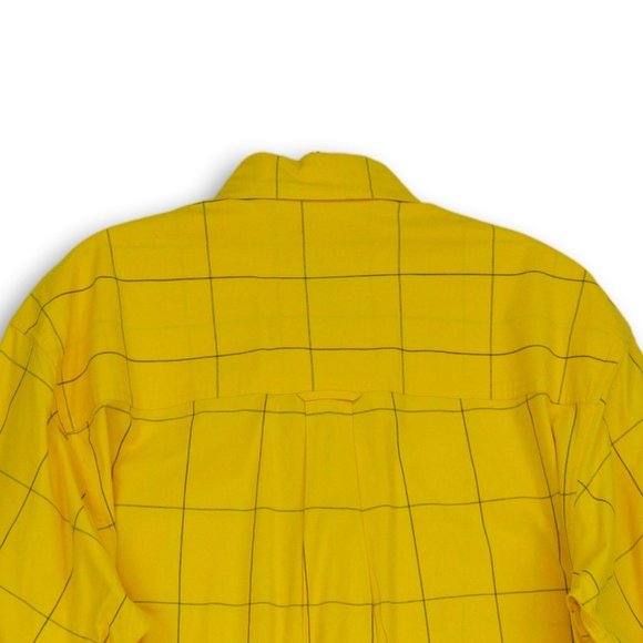 CHAPS FOR RALPH LAUREN SPREAD COLLAR BUTTON FRON PLAID SHIRT YELLOW MEDIUM-EUC - Picture 4 of 7